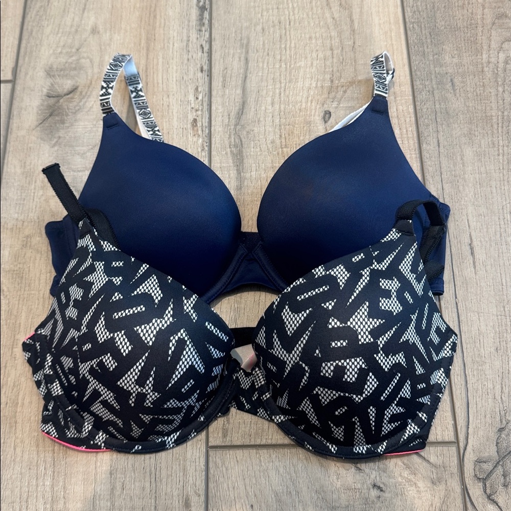 Navy and Black Patterned Bras